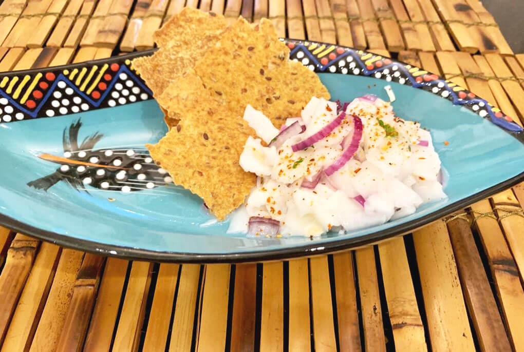 Receita de ceviche vegano com coco verde